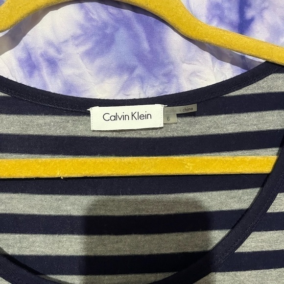 Calvin Klein Women’s Striped Flowy Maxi Dress Blue And Grey 3/4 Sleeve Size 6 - Picture 4 of 8